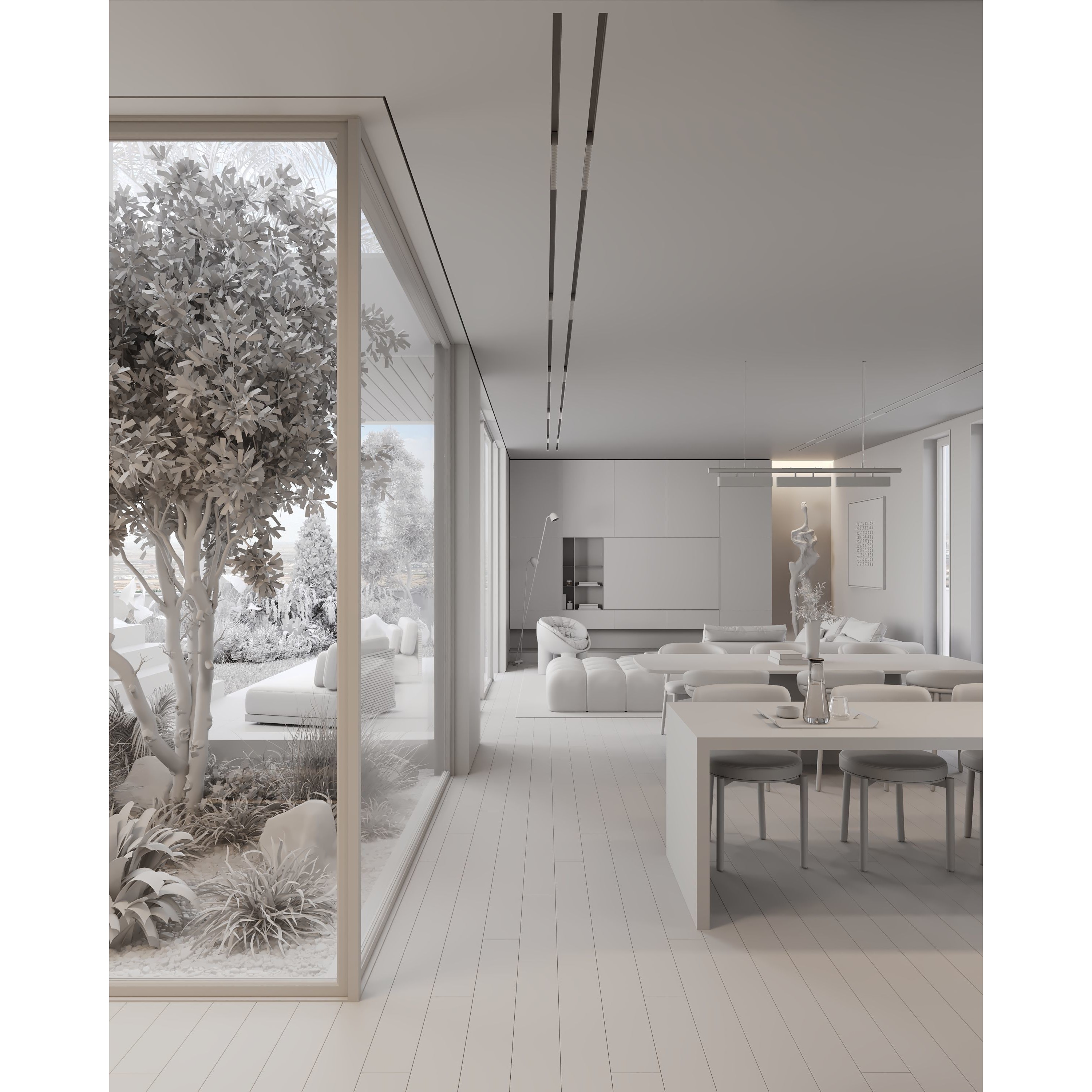 Cozy Space - Interior Living Room-Kitchen-Hallway 3D Model - View 6