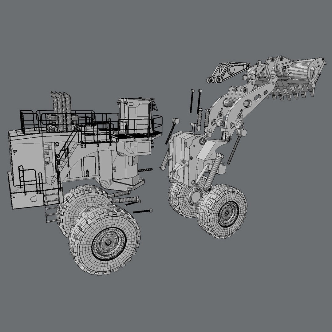 Wheel Loader 3D Model – High Poly Industrial Vehicle with PBR Textures - View 8