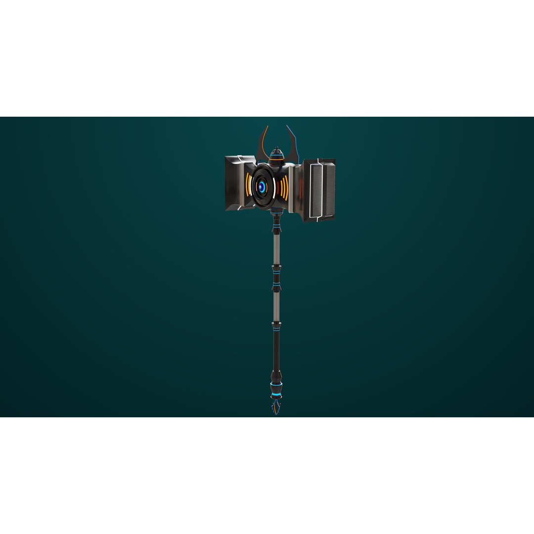Sci Fi Battle Hammer 3D Model – Low Poly PBR Game Asset, FBX - View 20