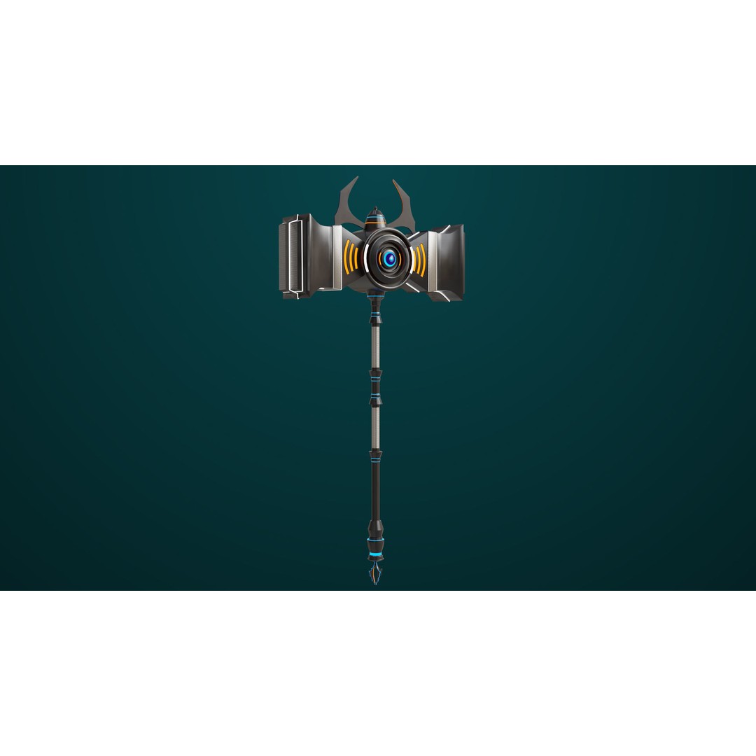 Sci Fi Battle Hammer 3D Model – Low Poly PBR Game Asset, FBX - View 21