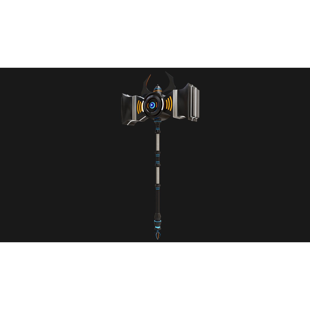 Sci Fi Battle Hammer 3D Model – Low Poly PBR Game Asset, FBX - View 3