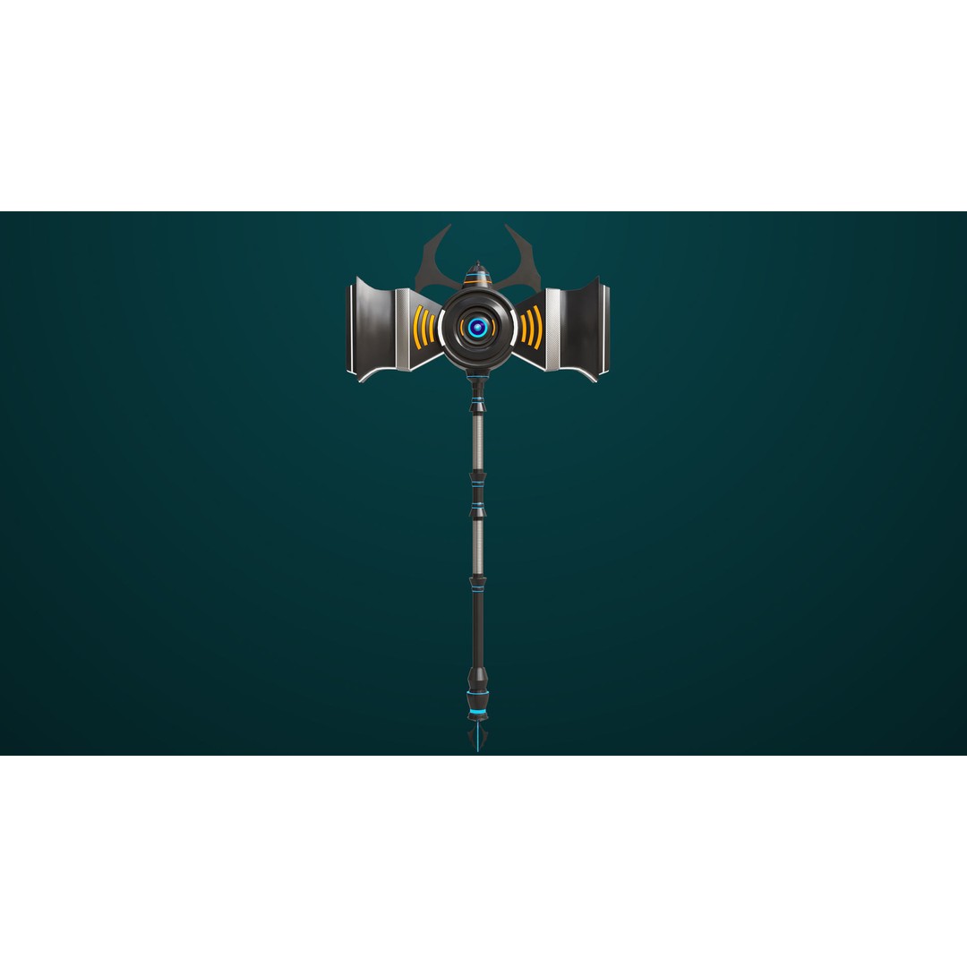 Sci Fi Battle Hammer 3D Model – Low Poly PBR Game Asset, FBX - View 4