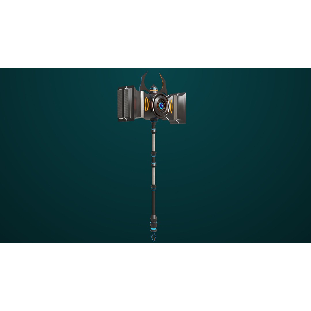 Sci Fi Battle Hammer 3D Model – Low Poly PBR Game Asset, FBX - View 5