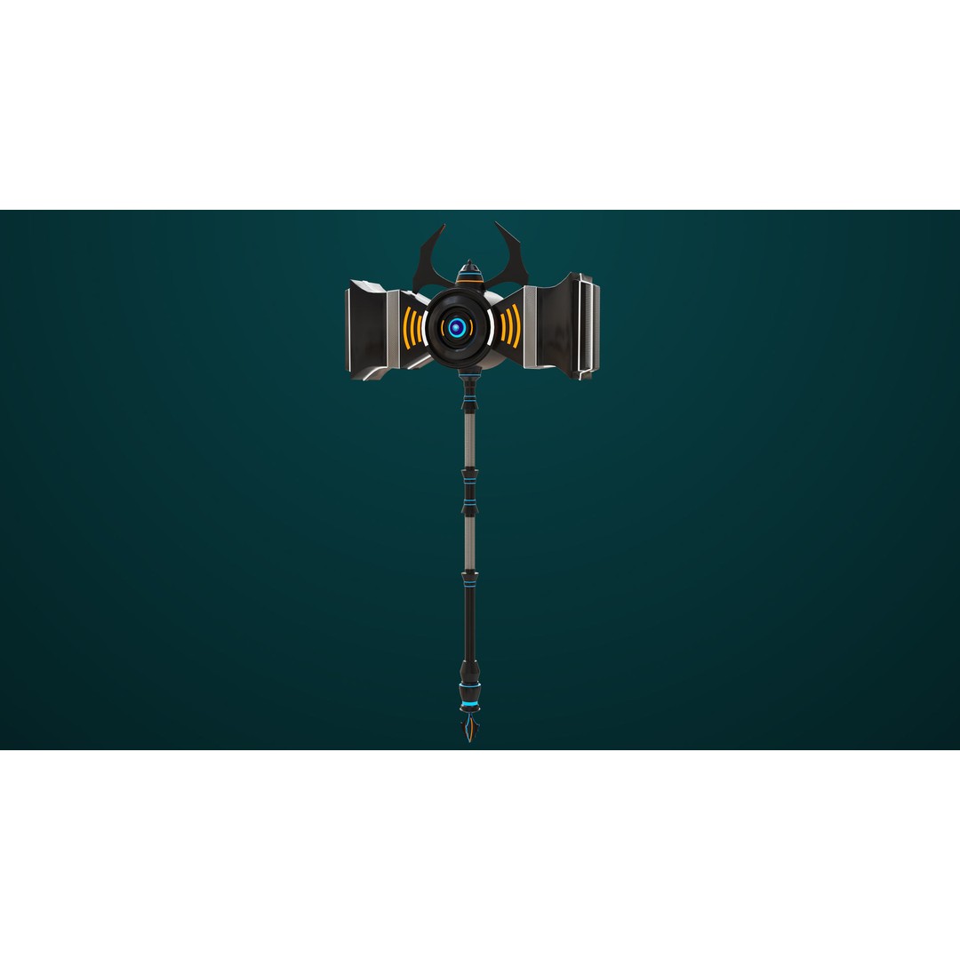 Sci Fi Battle Hammer 3D Model – Low Poly PBR Game Asset, FBX - View 6