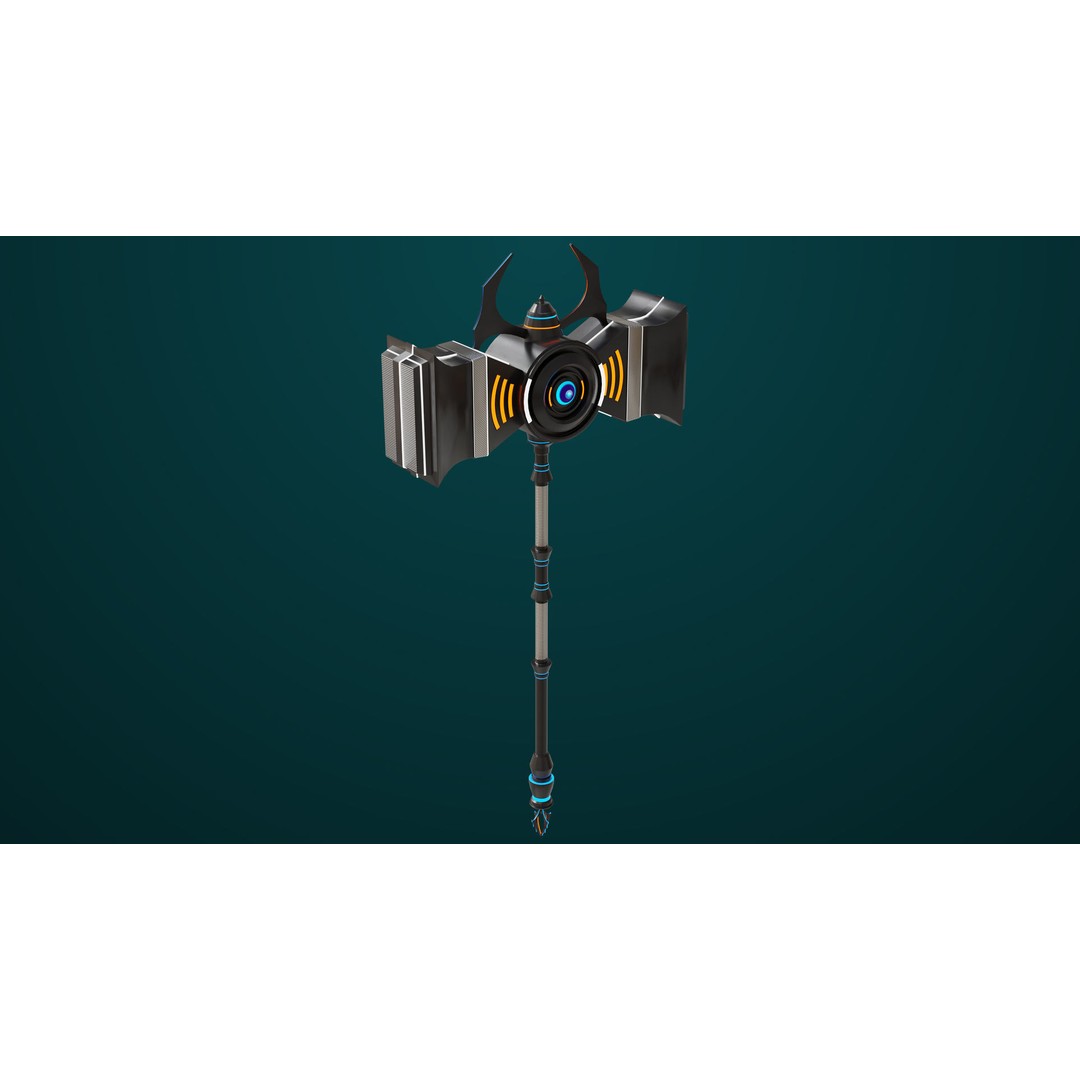 Sci Fi Battle Hammer 3D Model – Low Poly PBR Game Asset, FBX - View 7