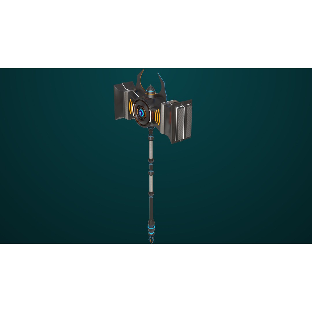 Sci Fi Battle Hammer 3D Model – Low Poly PBR Game Asset, FBX - View 8