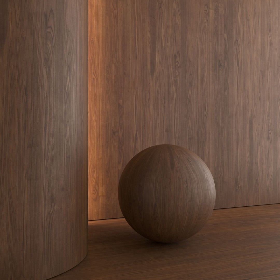 Walnut Wood Material 3D Model – Seamless PBR Textures, FBX, OBJ - View 4