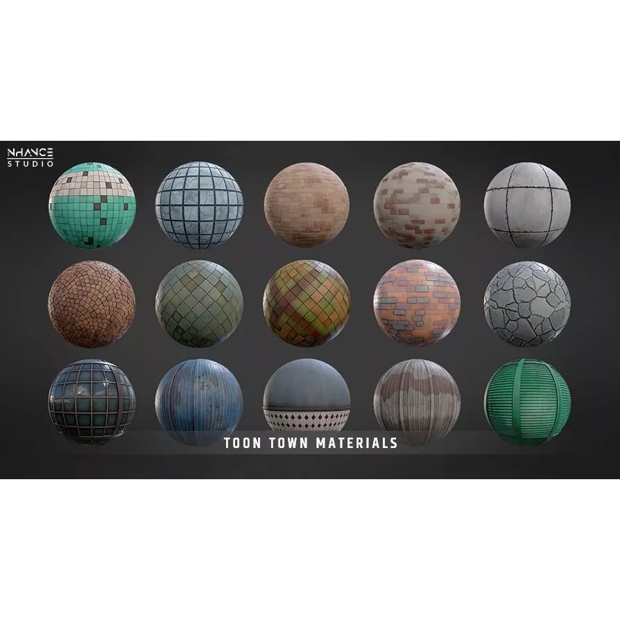 Toon Town Materials Pack 3D Model – Handpainted Textures, PBR - View 2