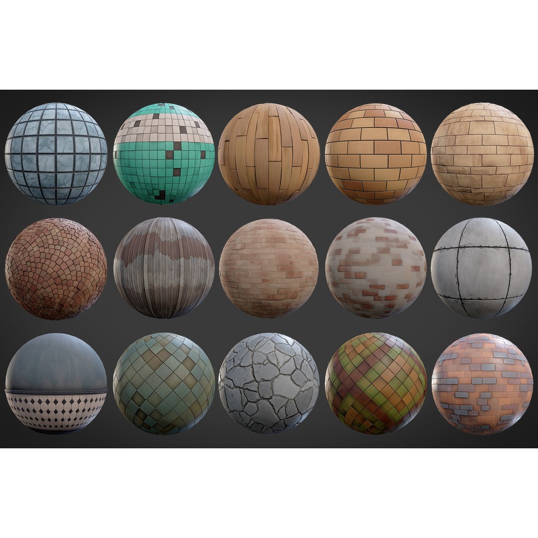 Toon Town Materials Pack 3D Model – Handpainted Textures, PBR - View 3