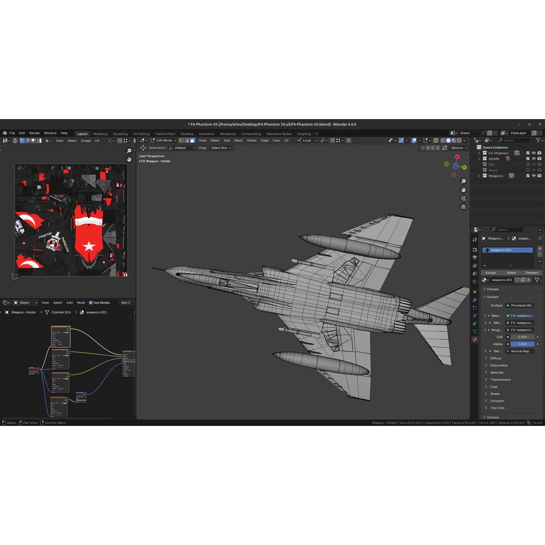 F4 Phantom 2 3D Model – Fully Rigged Low-Poly Aircraft for Animation