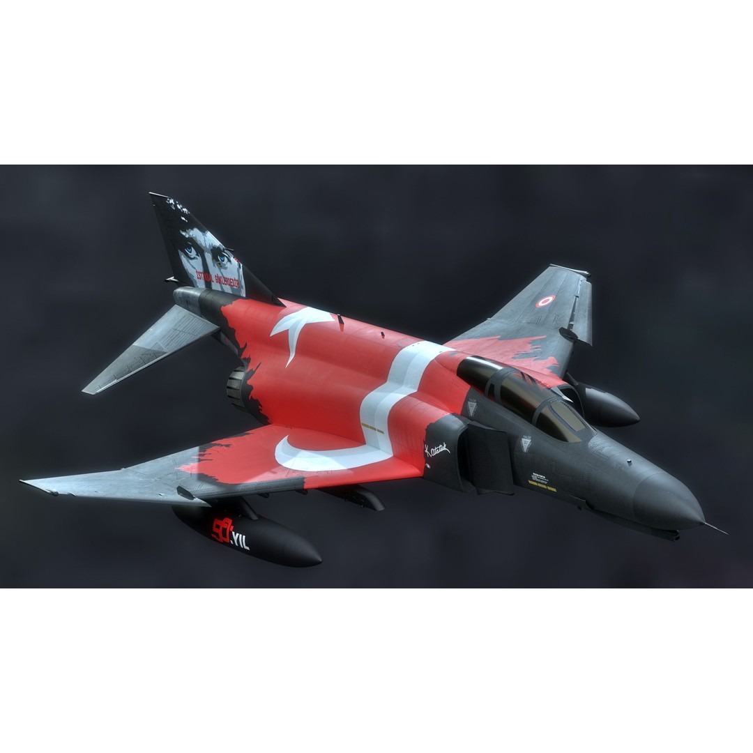 F4 Phantom 2 3D Model – Fully Rigged Low-Poly Aircraft for Animation - View 8