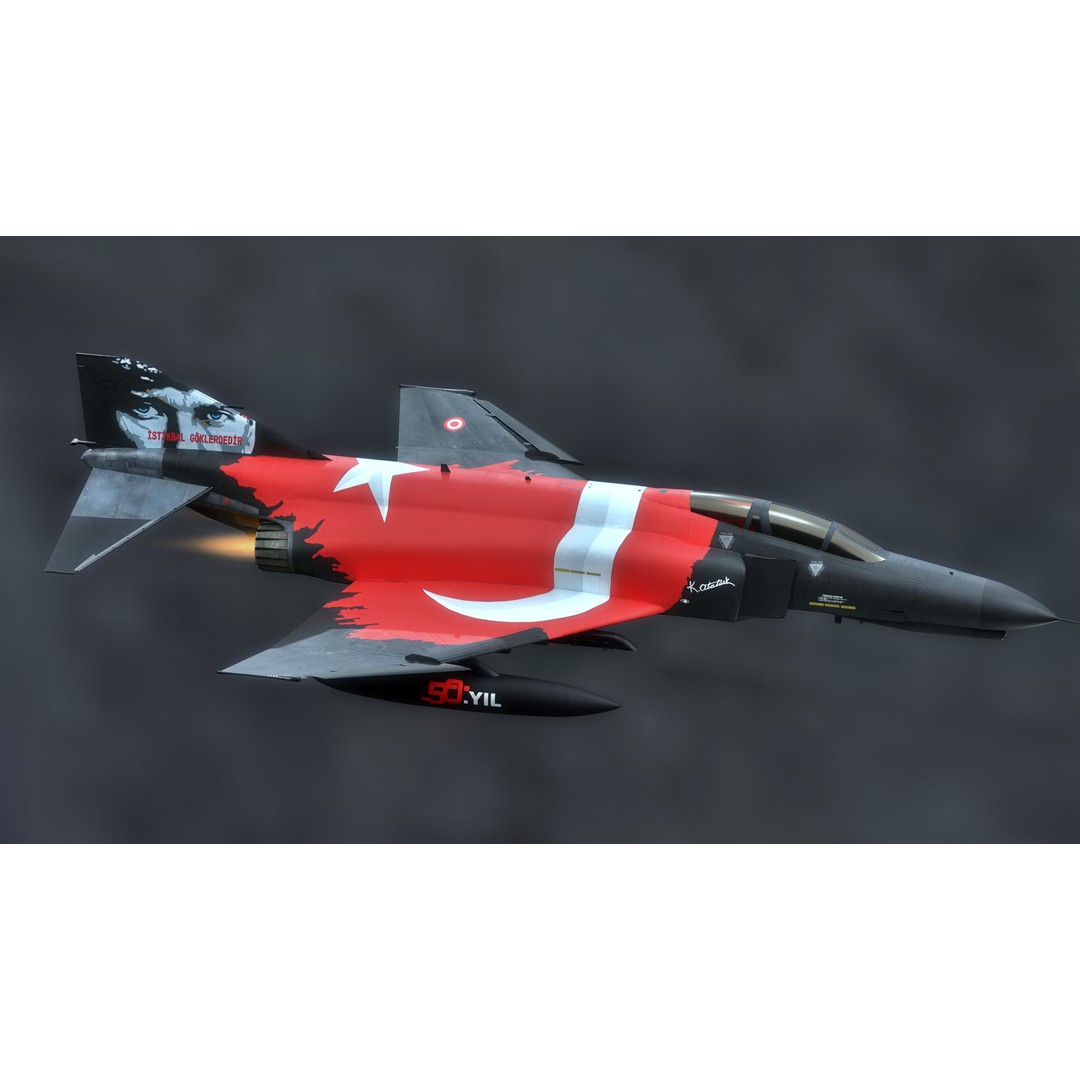F4 Phantom 2 3D Model – Fully Rigged Low-Poly Aircraft for Animation - View 9