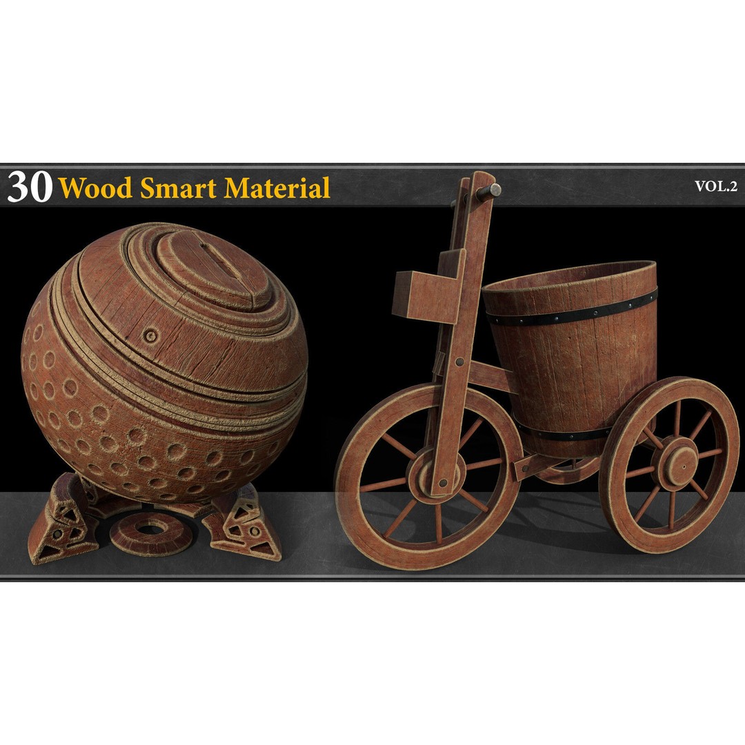 Wood Texture 3D Model – Smart Material Collection, 30 PBR Textures