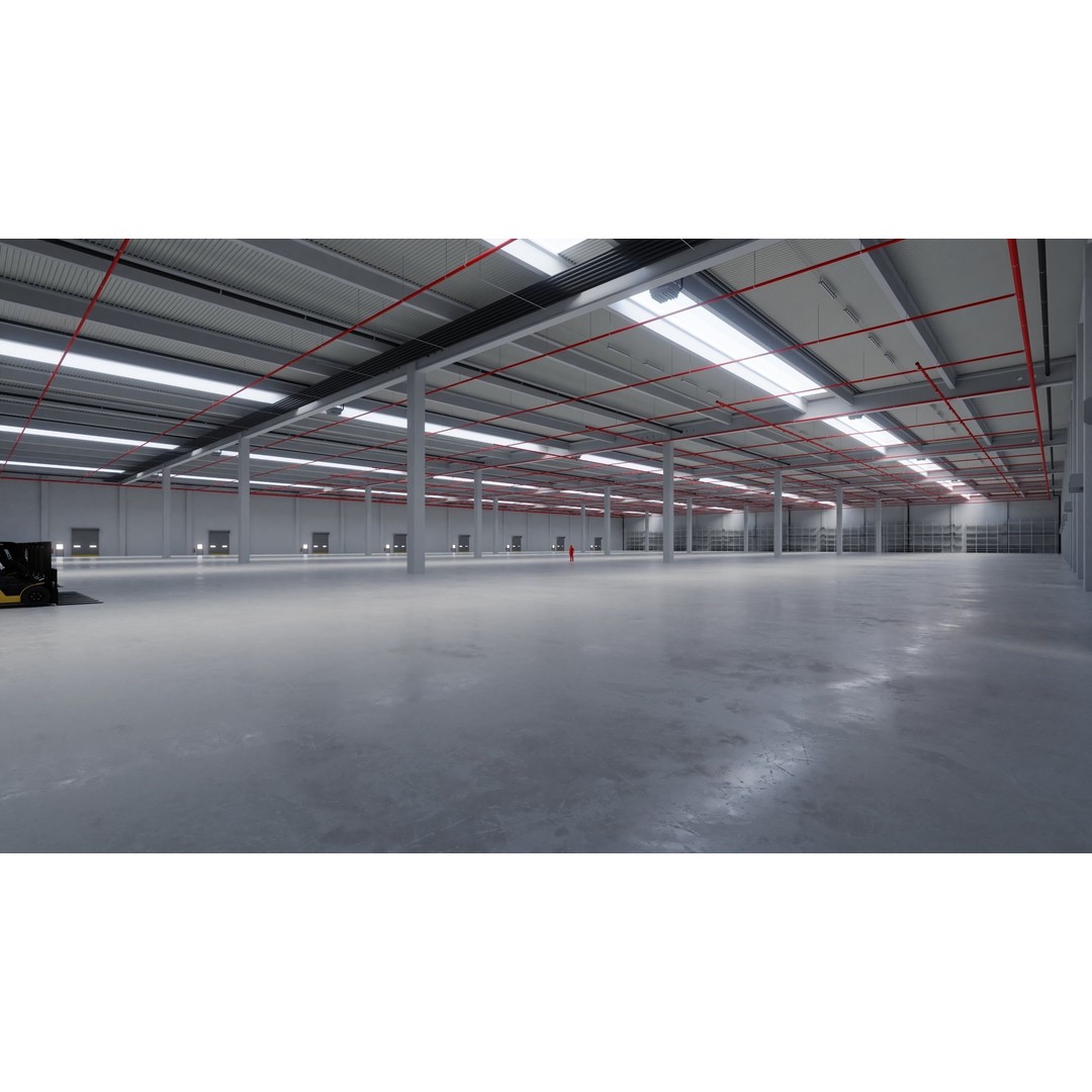 Industrial Warehouse Interior 3D Model – Low Poly Game Asset, FBX - View 3