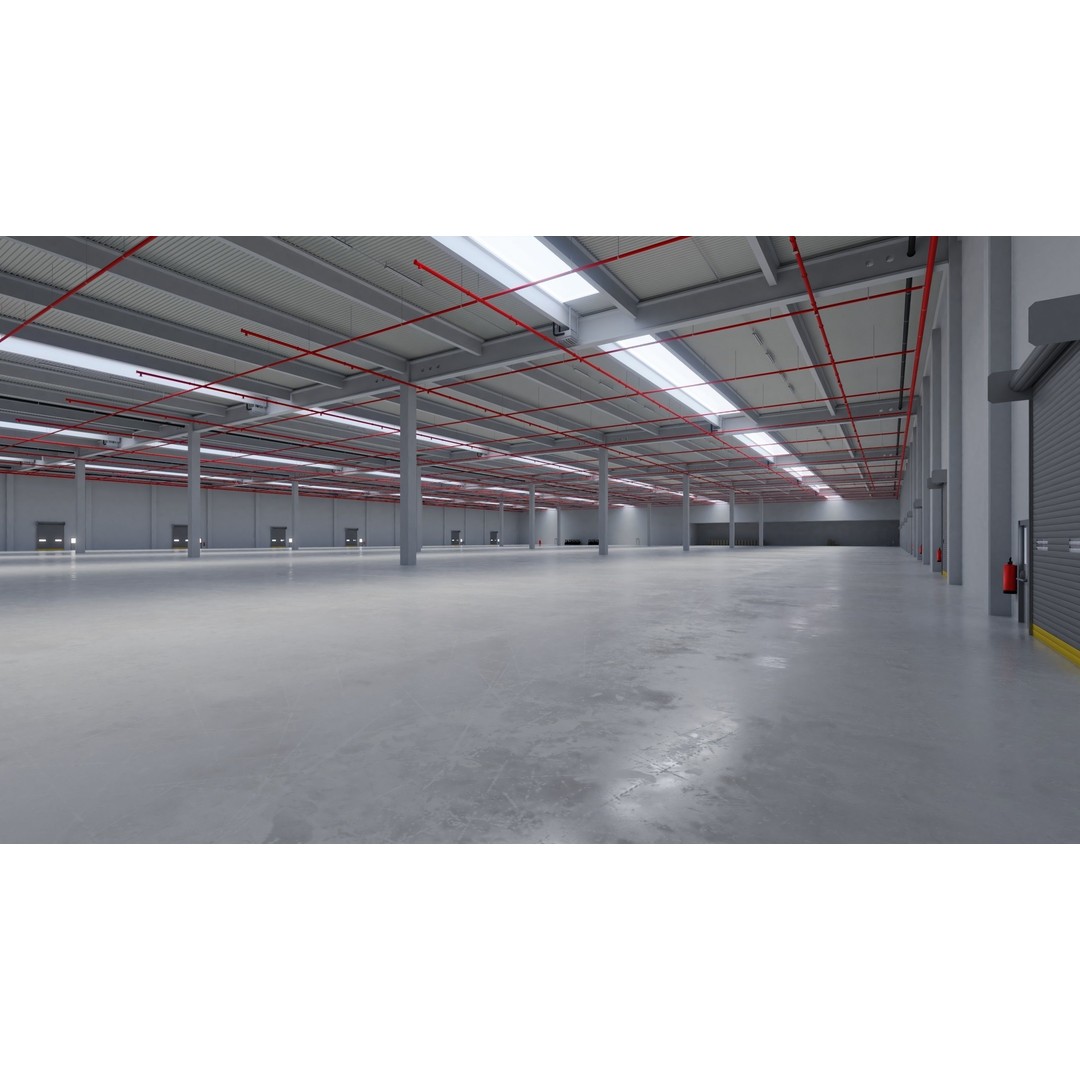 Industrial Warehouse Interior 3D Model – Low Poly Game Asset, FBX - View 4