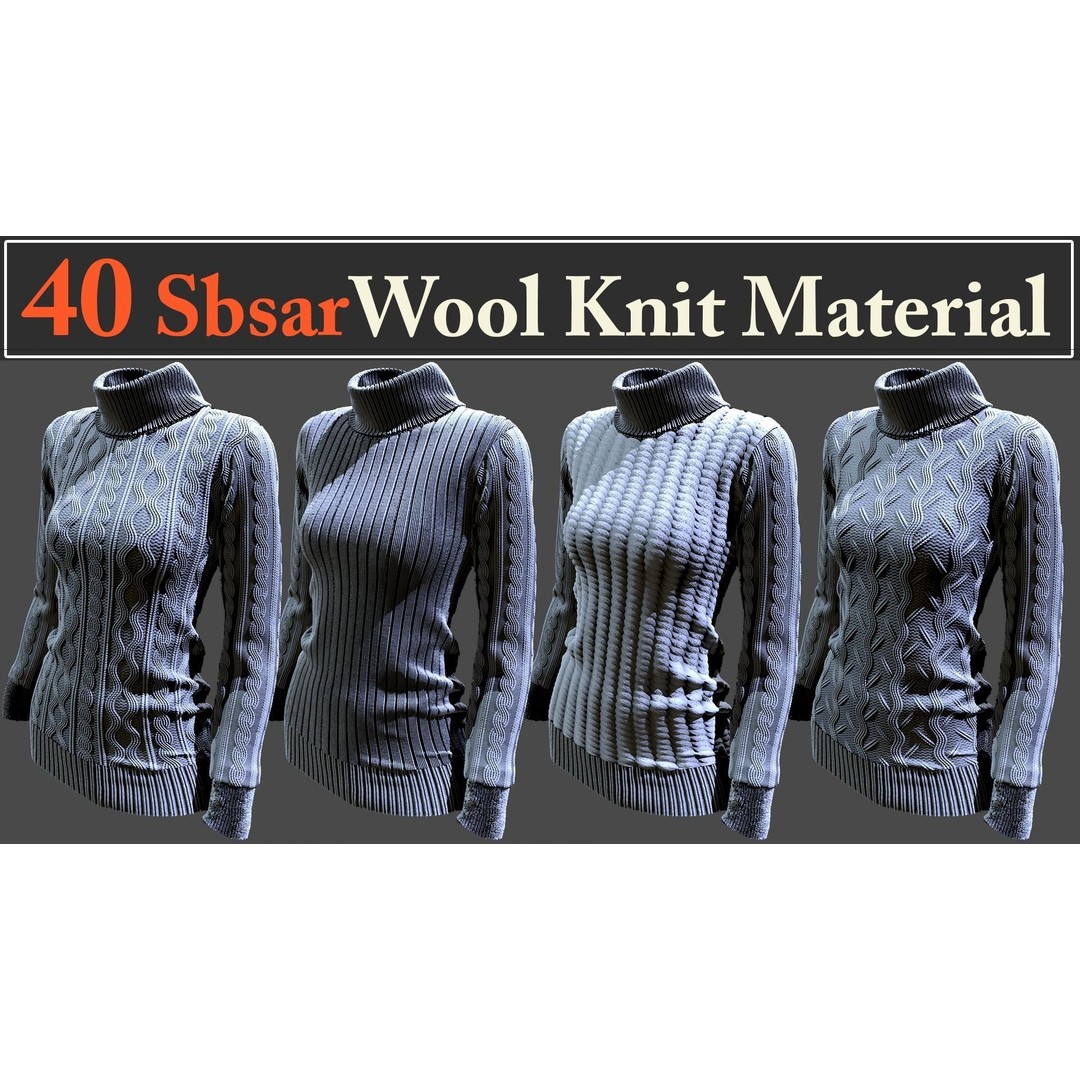 Wool Knit Materials 3D Model – 40 SBSAR Textures for Substance