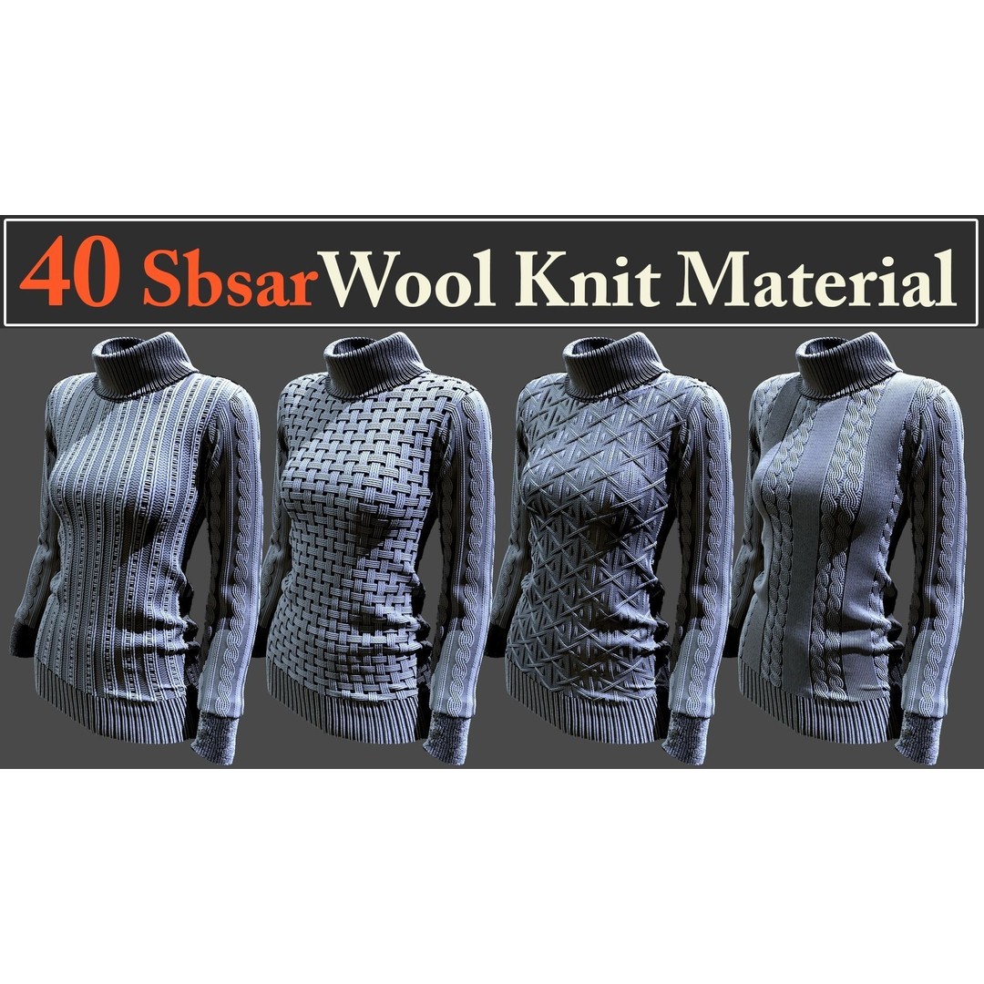 Wool Knit Materials 3D Model – 40 SBSAR Textures for Substance - View 10