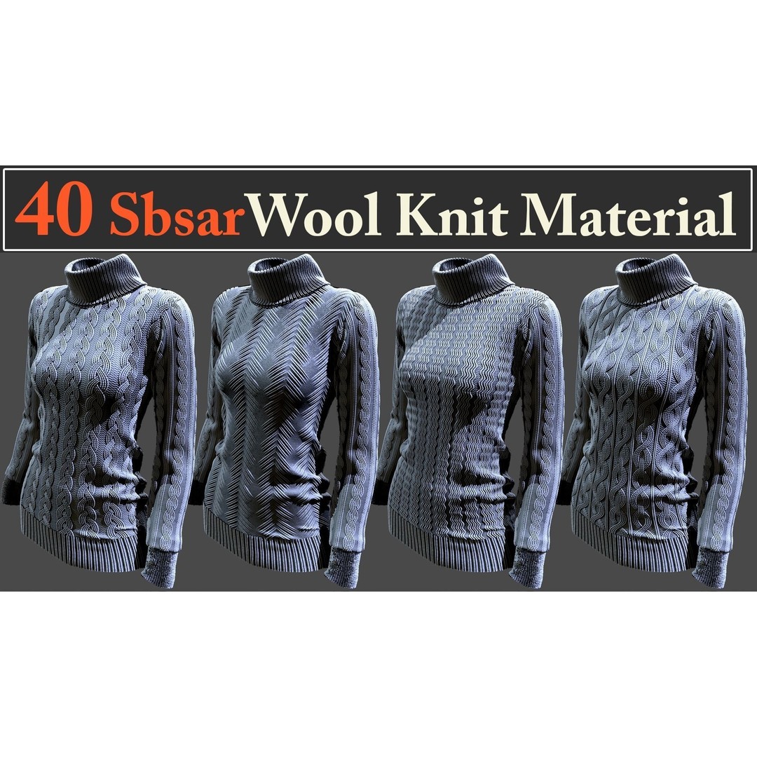 Wool Knit Materials 3D Model – 40 SBSAR Textures for Substance - View 11