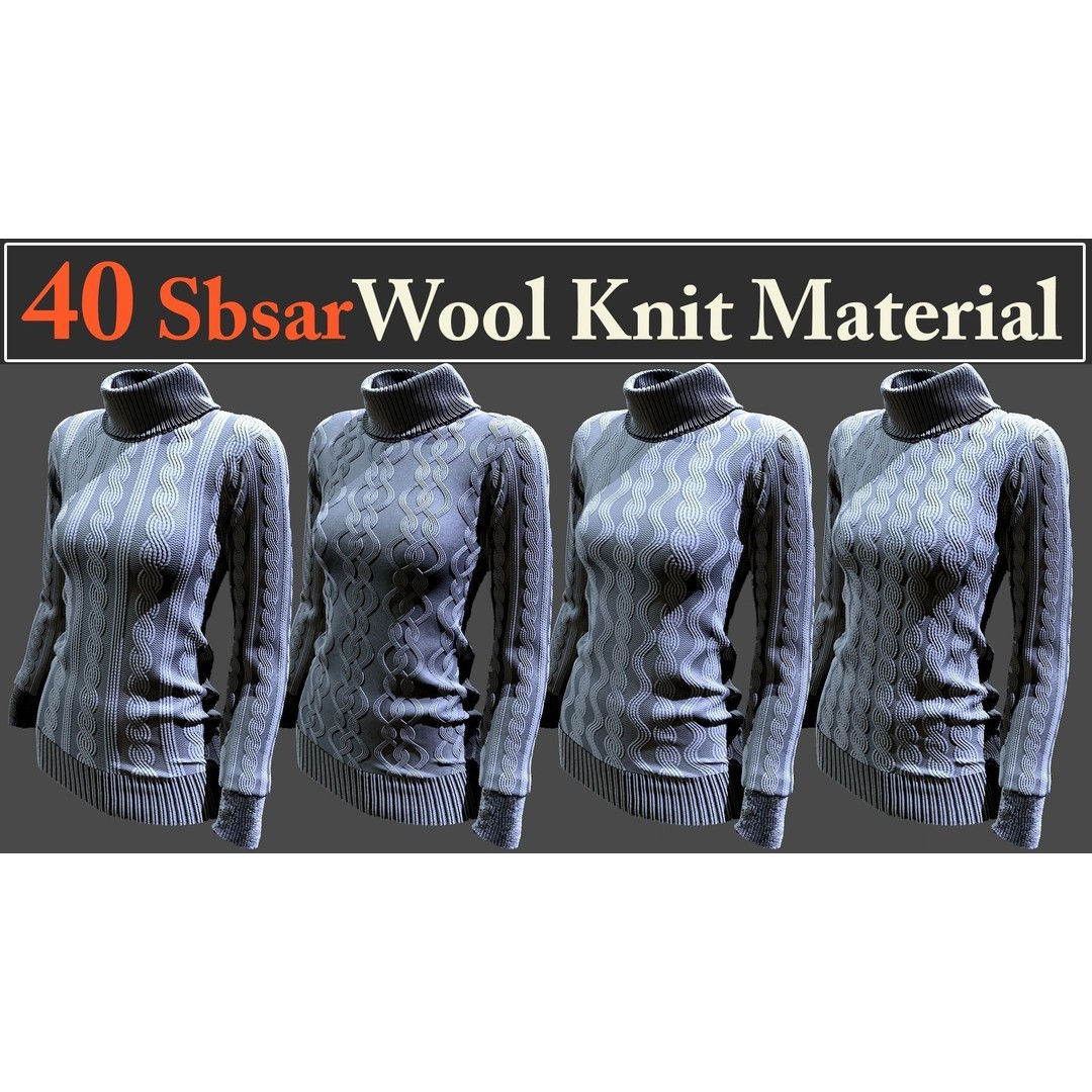 Wool Knit Materials 3D Model – 40 SBSAR Textures for Substance - View 3