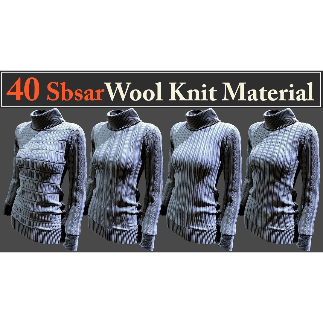 Wool Knit Materials 3D Model – 40 SBSAR Textures for Substance - View 4