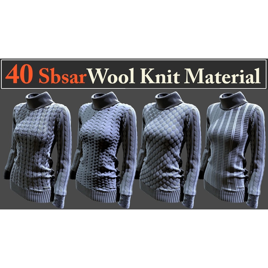 Wool Knit Materials 3D Model – 40 SBSAR Textures for Substance - View 5