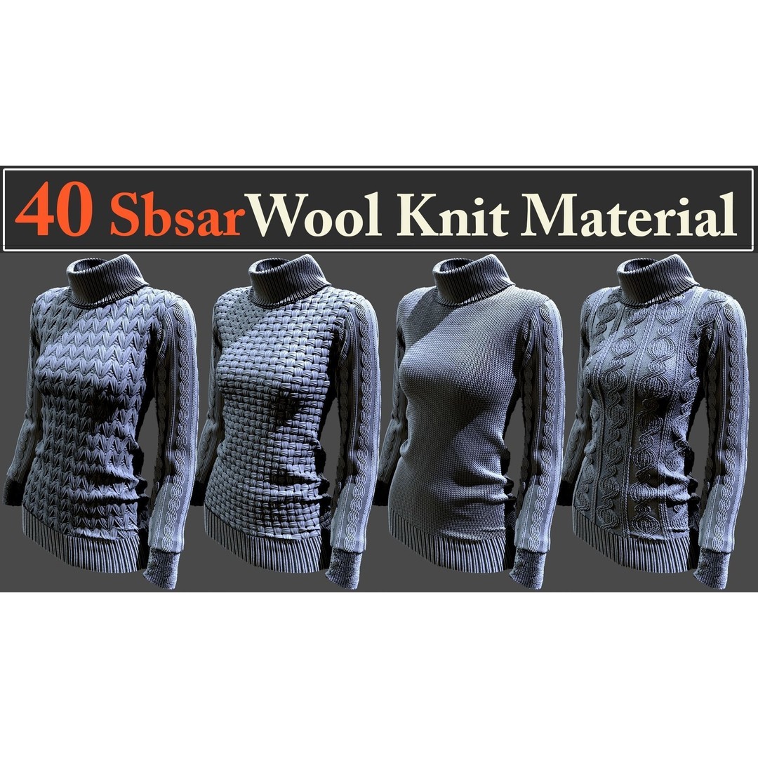 Wool Knit Materials 3D Model – 40 SBSAR Textures for Substance - View 6