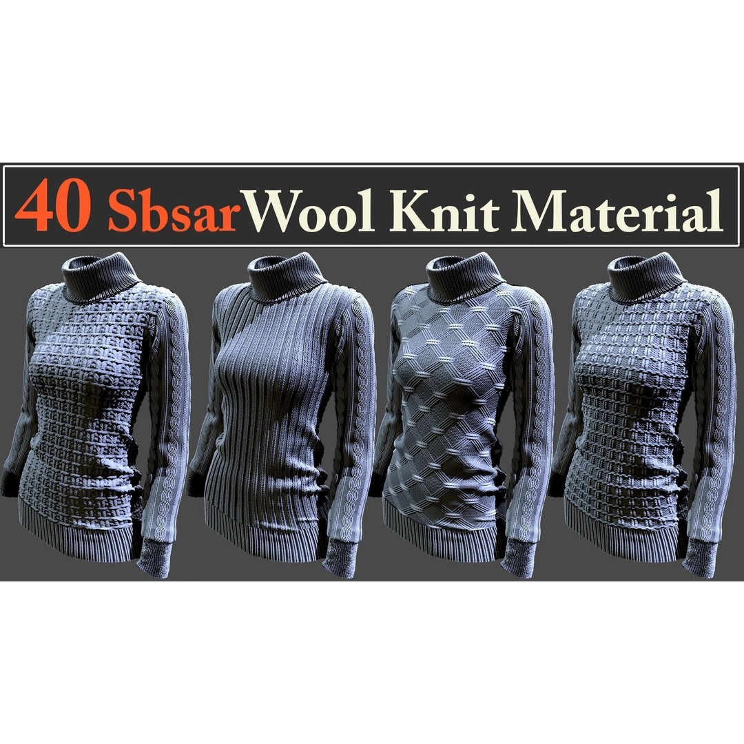 Wool Knit Materials 3D Model – 40 SBSAR Textures for Substance - View 7