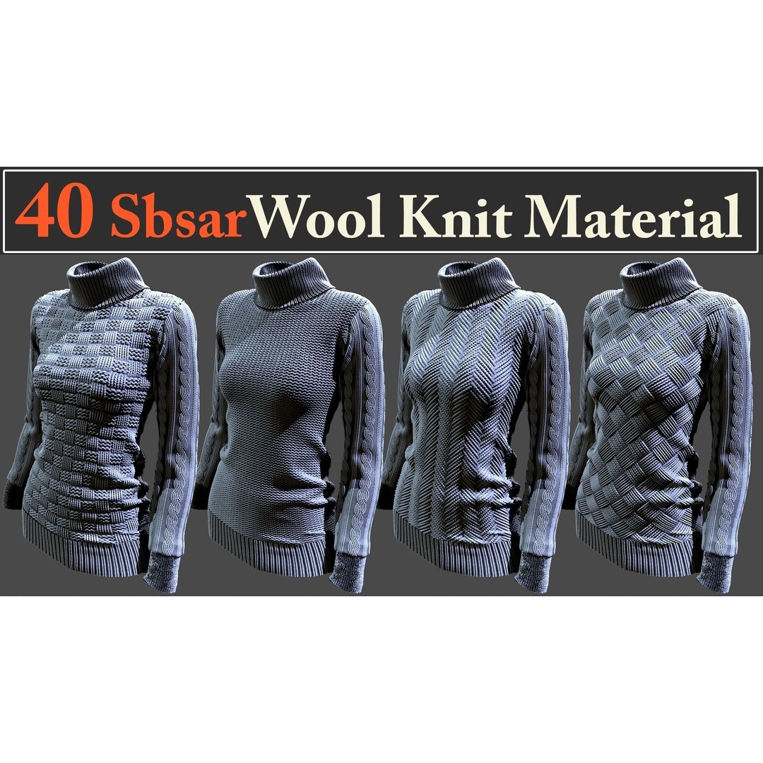 Wool Knit Materials 3D Model – 40 SBSAR Textures for Substance - View 8