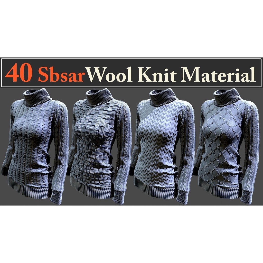 Wool Knit Materials 3D Model – 40 SBSAR Textures for Substance - View 9