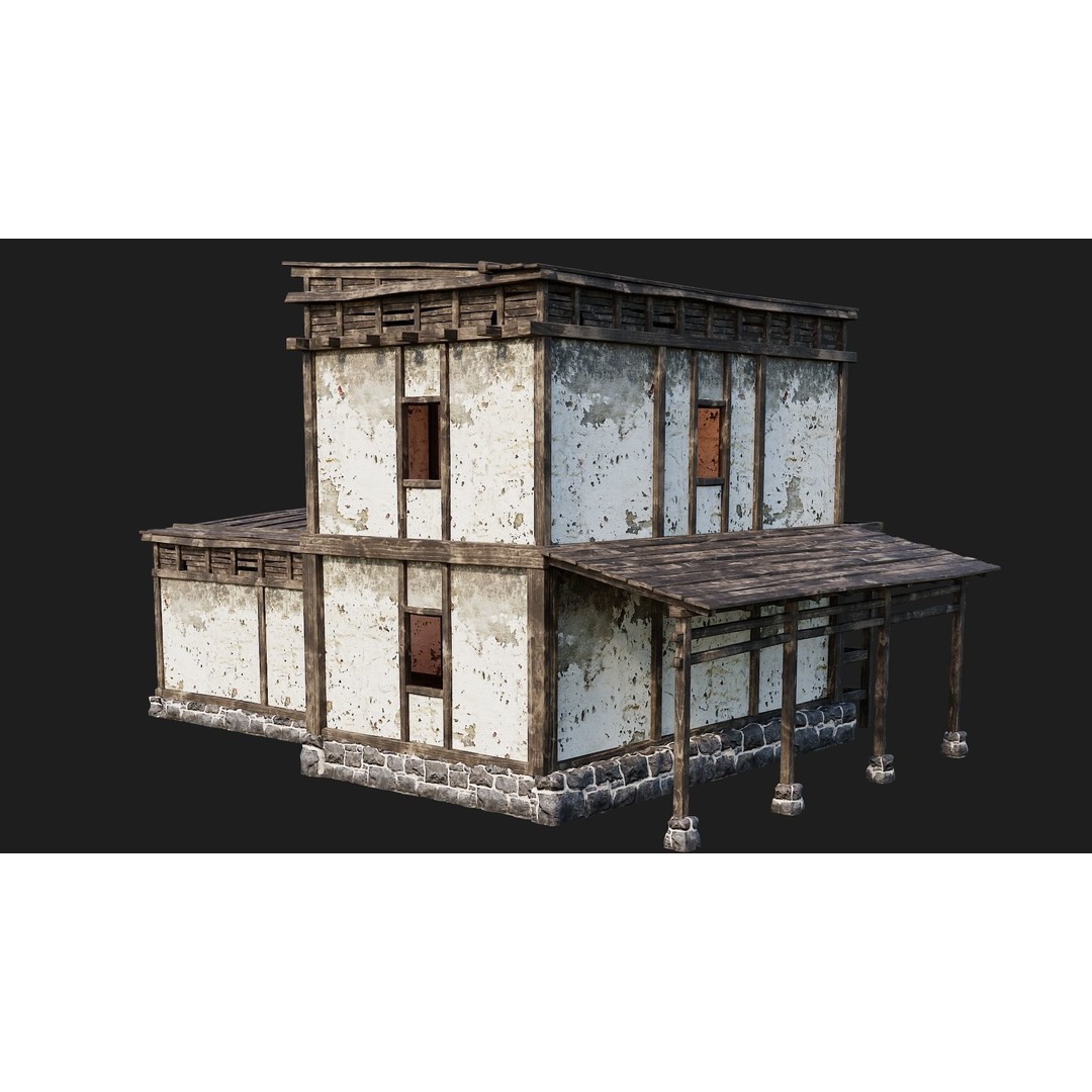 Old House 3D Model – Low Poly Game Ready Asset with 4K Textures