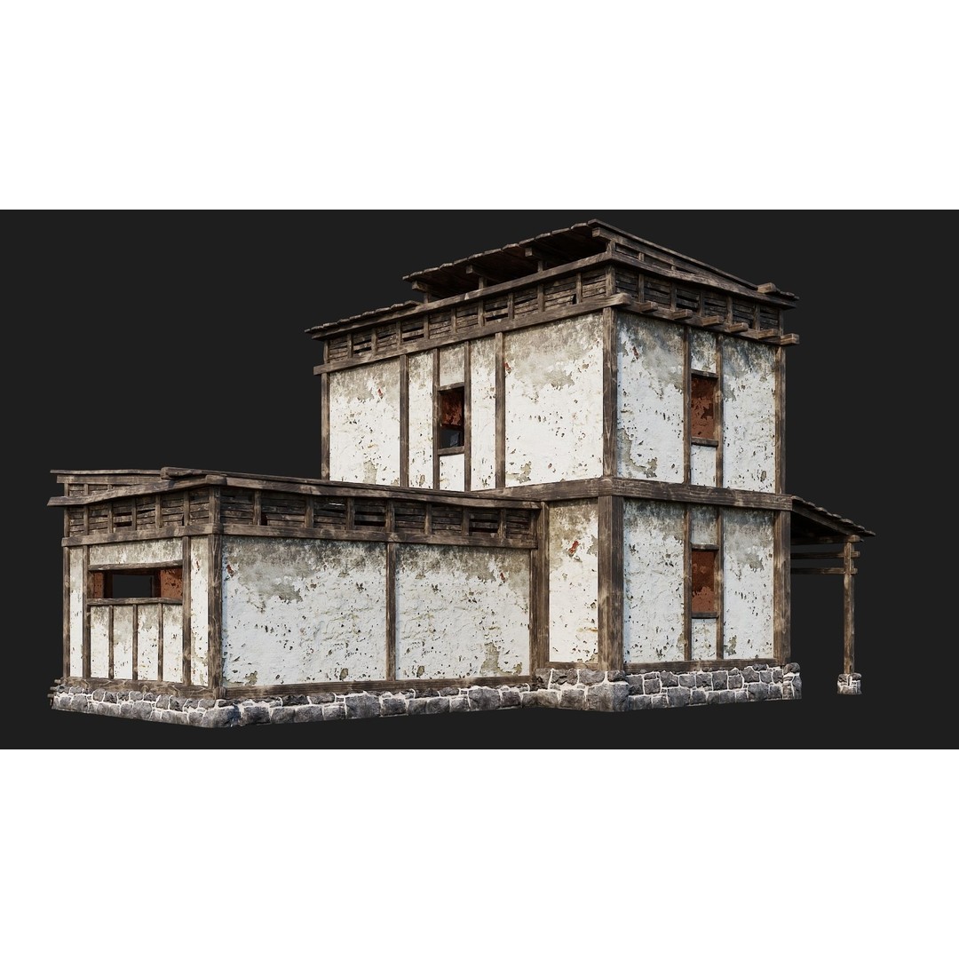 Old House 3D Model – Low Poly Game Ready Asset with 4K Textures - View 10