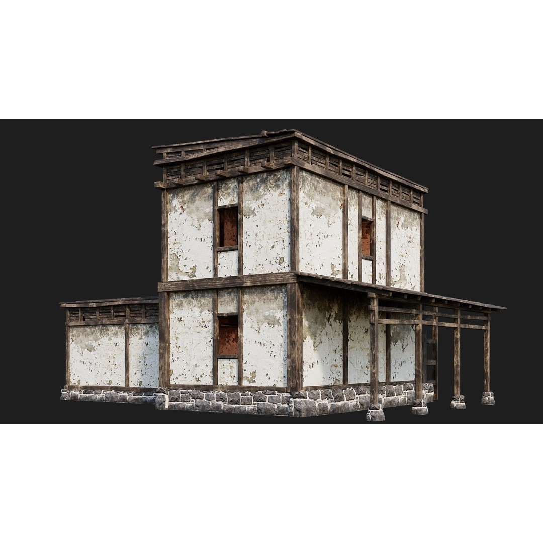 Old House 3D Model – Low Poly Game Ready Asset with 4K Textures - View 11