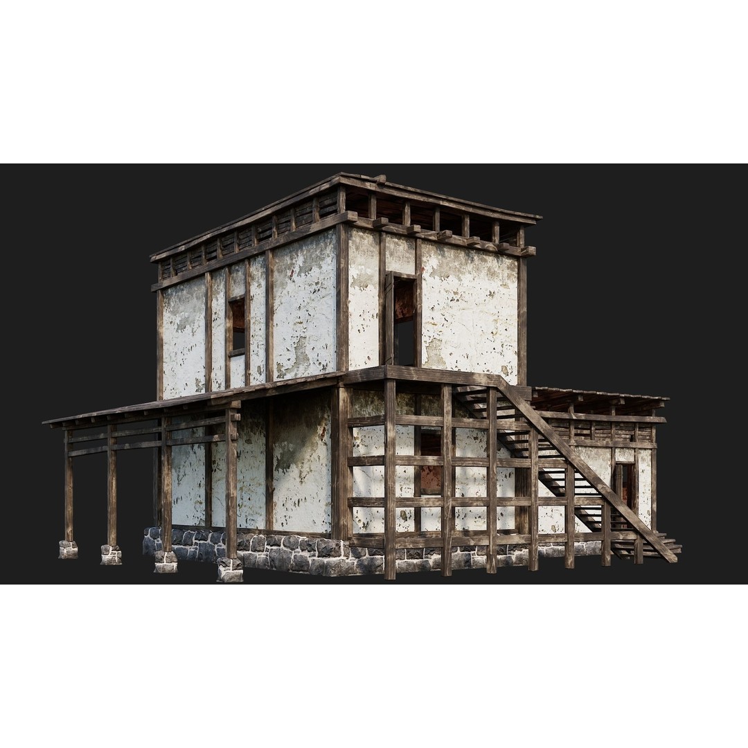 Old House 3D Model – Low Poly Game Ready Asset with 4K Textures - View 12