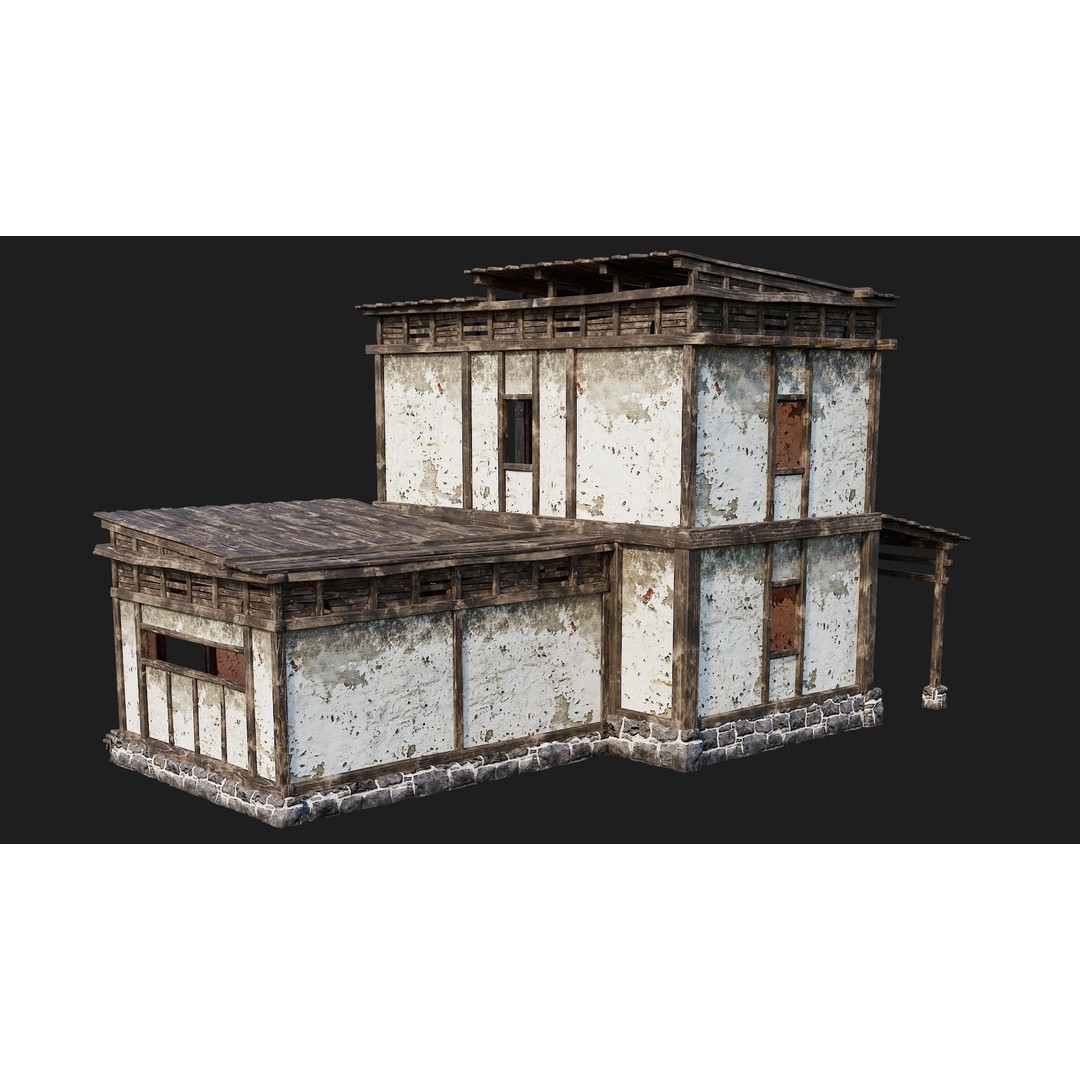 Old House 3D Model – Low Poly Game Ready Asset with 4K Textures - View 13