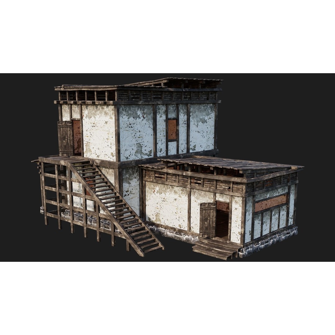 Old House 3D Model – Low Poly Game Ready Asset with 4K Textures - View 3