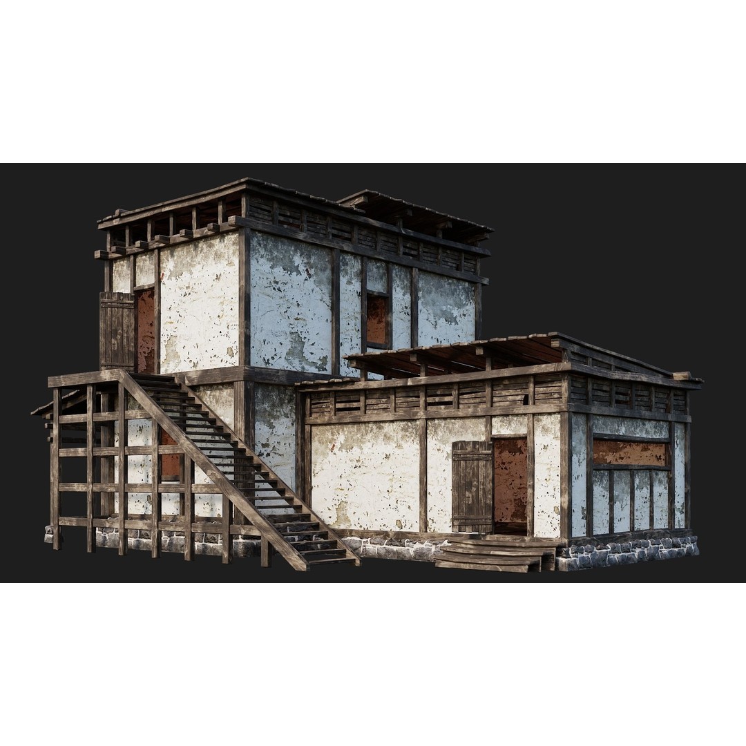 Old House 3D Model – Low Poly Game Ready Asset with 4K Textures - View 4