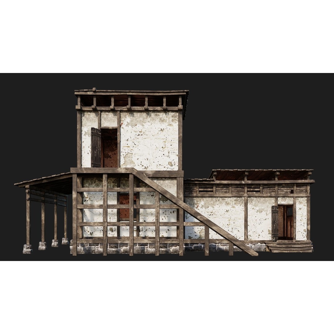 Old House 3D Model – Low Poly Game Ready Asset with 4K Textures - View 5