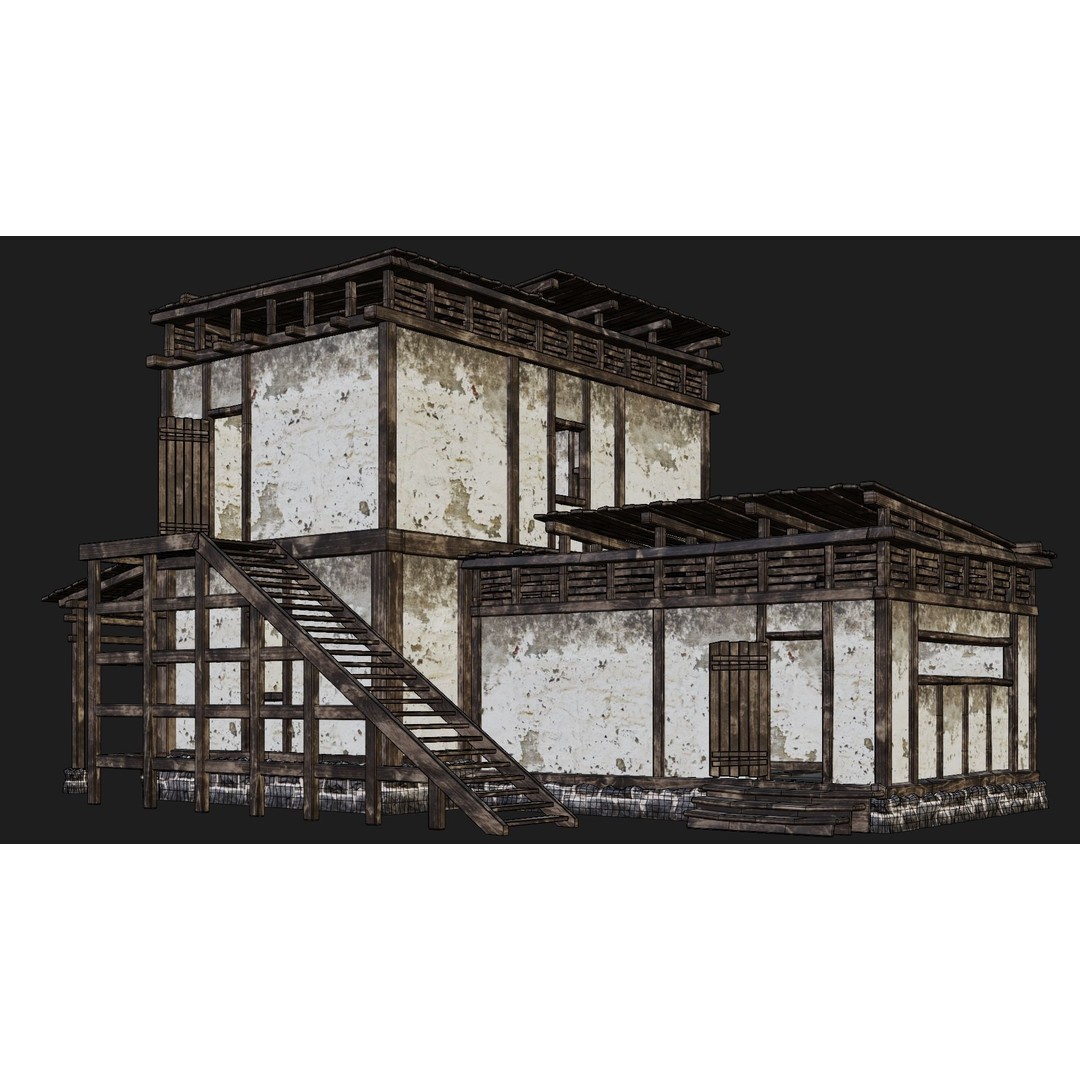 Old House 3D Model – Low Poly Game Ready Asset with 4K Textures - View 9