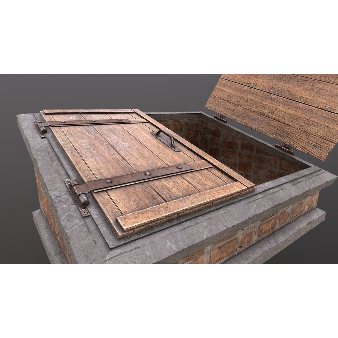 Basement Entrance 3D Model – Low Poly PBR Game Asset, FBX/OBJ - View 3