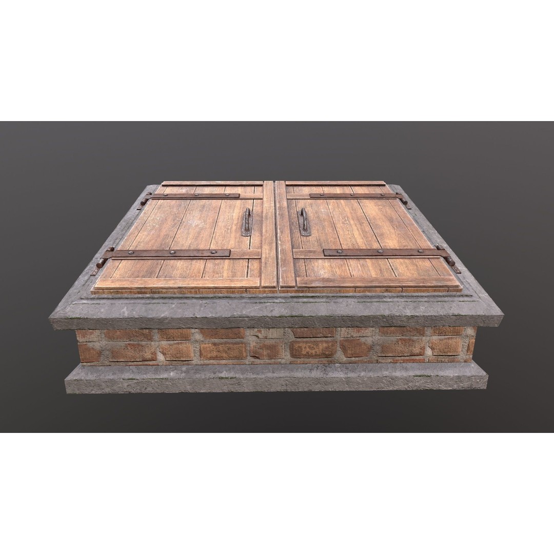 Basement Entrance 3D Model – Low Poly PBR Game Asset, FBX/OBJ - View 4