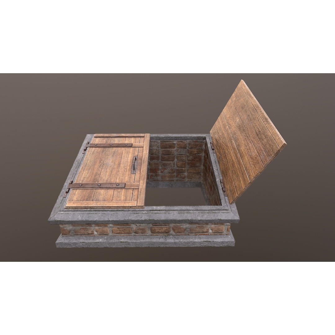 Basement Entrance 3D Model – Low Poly PBR Game Asset, FBX/OBJ - View 5