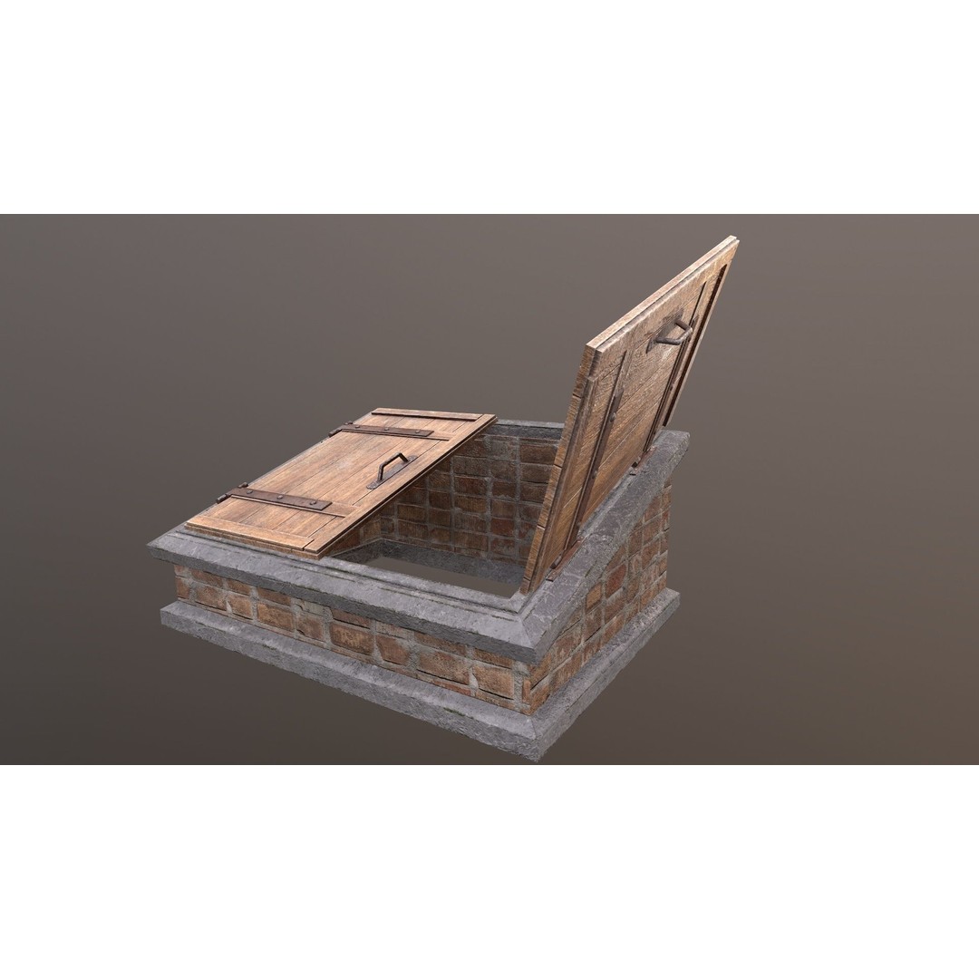 Basement Entrance 3D Model – Low Poly PBR Game Asset, FBX/OBJ - View 6