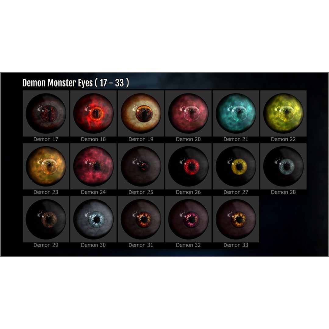 Monster Eye Maker 3D Model – ZBrush Plugin with 140 Eye Textures - View 11