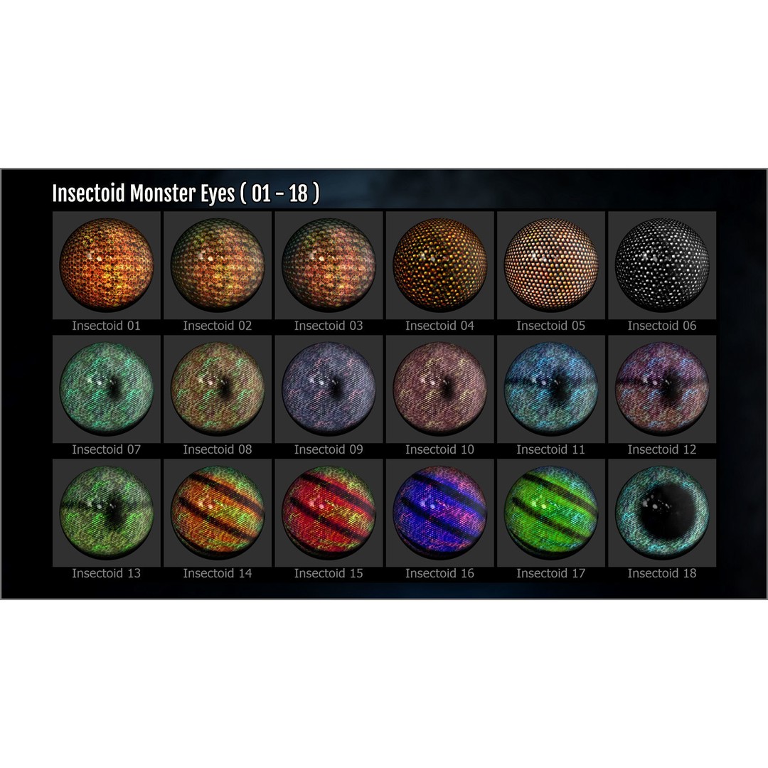 Monster Eye Maker 3D Model – ZBrush Plugin with 140 Eye Textures - View 14