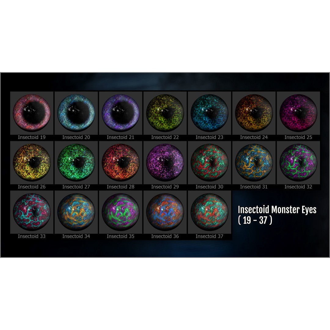 Monster Eye Maker 3D Model – ZBrush Plugin with 140 Eye Textures - View 15