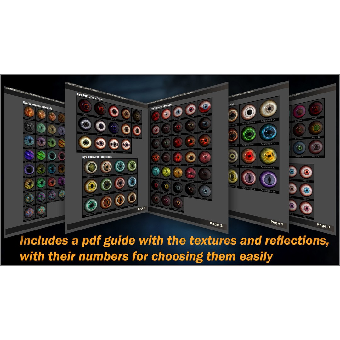 Monster Eye Maker 3D Model – ZBrush Plugin with 140 Eye Textures - View 18