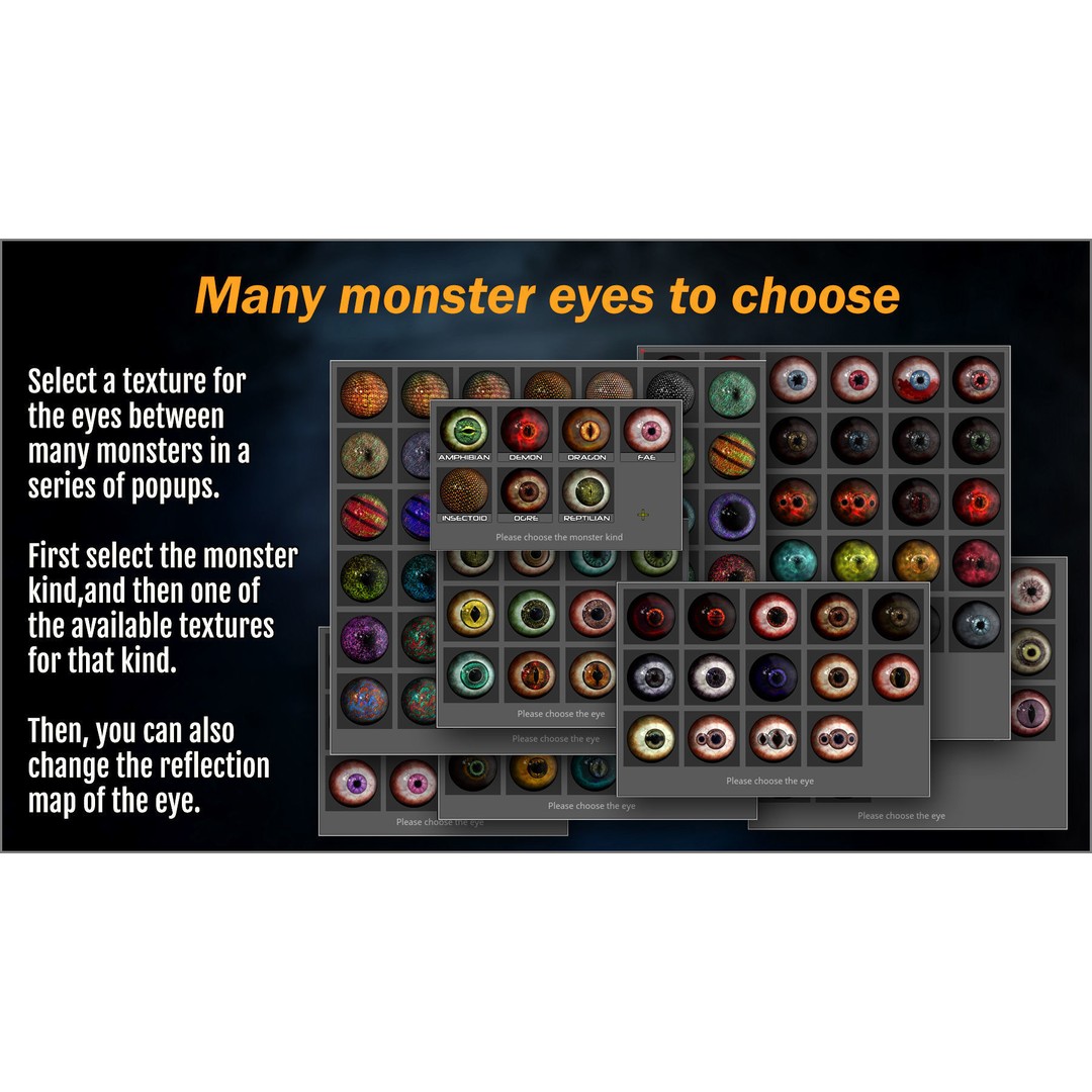 Monster Eye Maker 3D Model – ZBrush Plugin with 140 Eye Textures - View 5