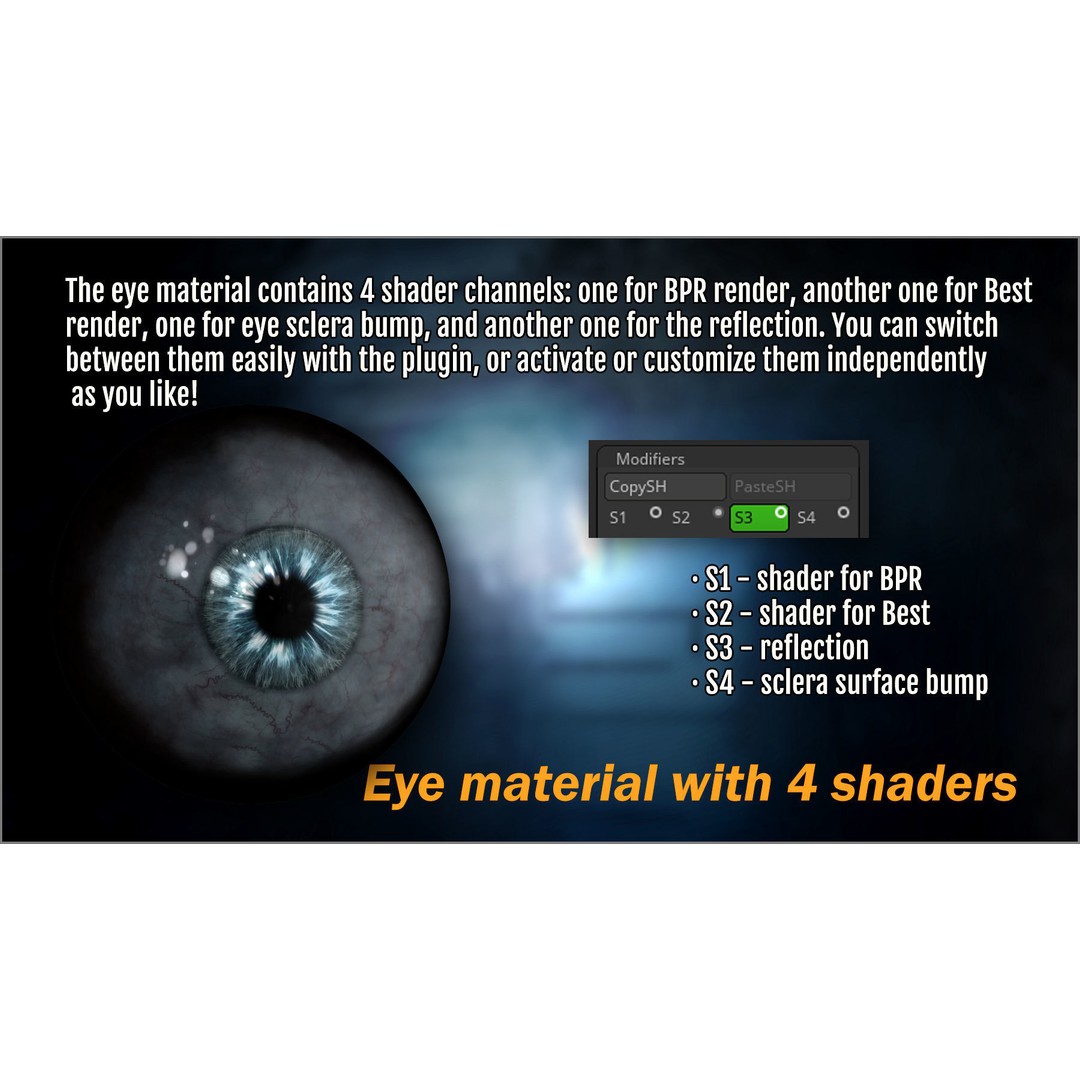 Monster Eye Maker 3D Model – ZBrush Plugin with 140 Eye Textures - View 8