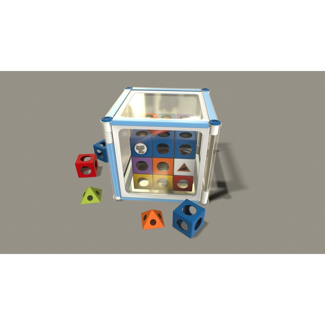 Educational Cube Toy 3D Model – Low Poly PBR Asset for Animation - View 3