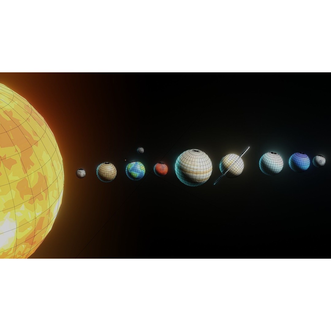 Stylized Solar System 3D Model – Low Poly PBR Asset, FBX, OBJ